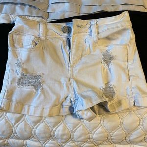 White jean shorts